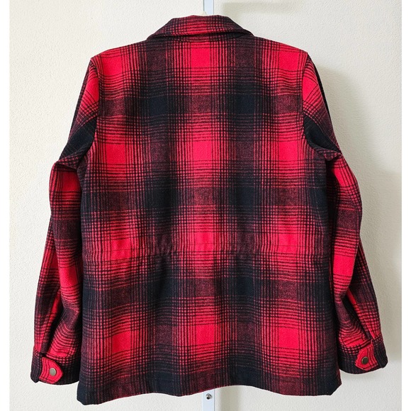 LEVI'S Women's Red & Black Plaid Wool Blend Zipper and Snap Button Jacket Sz S - Picture 3 of 16